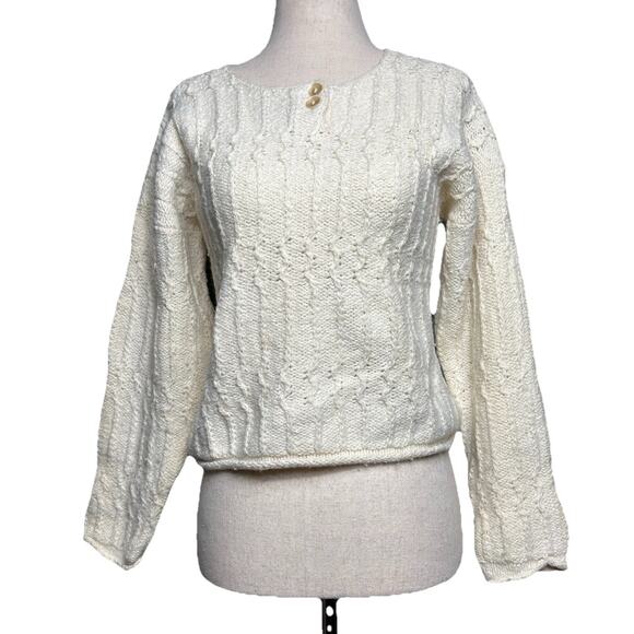 Vintage Limited Cotton Blend Textured Knit Henley Sweater Sz M Classic Preppy - Picture 1 of 8